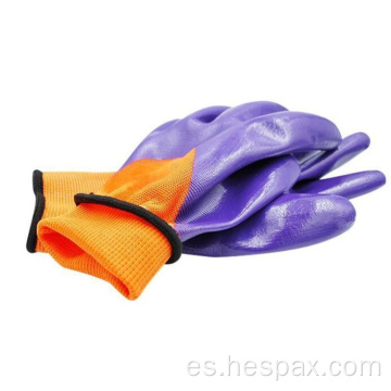 Guantes de trabajo de trabajo nitrilo duradero de Hespax Nylon 3/4